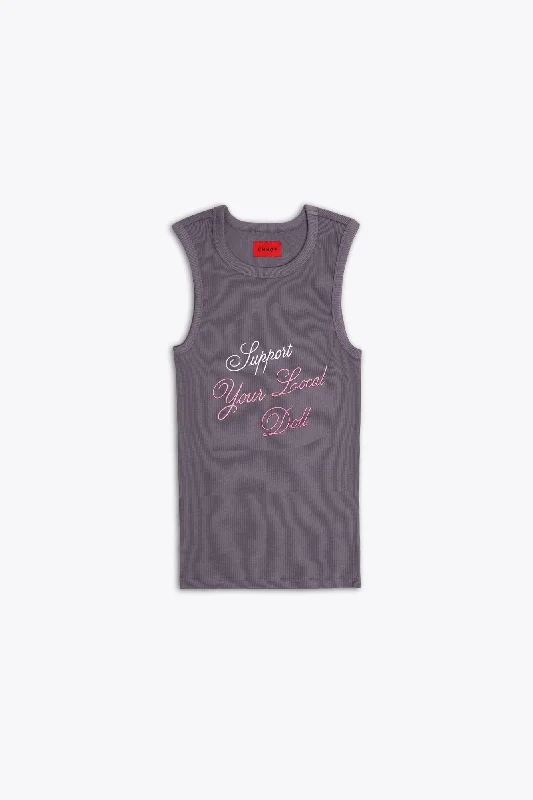 Support Your Local Doll Ribbed Tank (Dusty Plum)