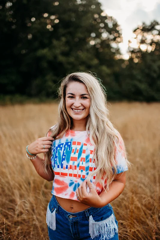 YEEHAW PATRIOTIC TIE DYE CROP