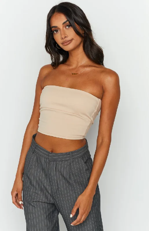 Empire Tan Strapless Top