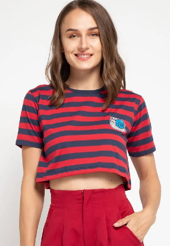 Td Friends LTD49 thirdday CL Crop Loose stripe black red hazi genius dakir kaos casual wanita