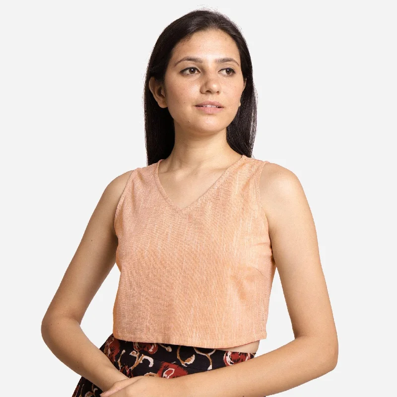 Yellow Yarn Dyed Cotton Sleeveless Crop Top