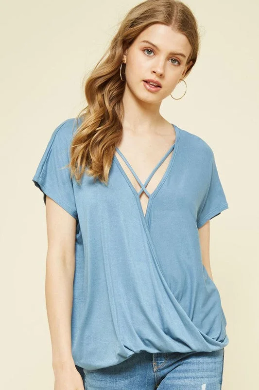 Surplice Front Knit Top