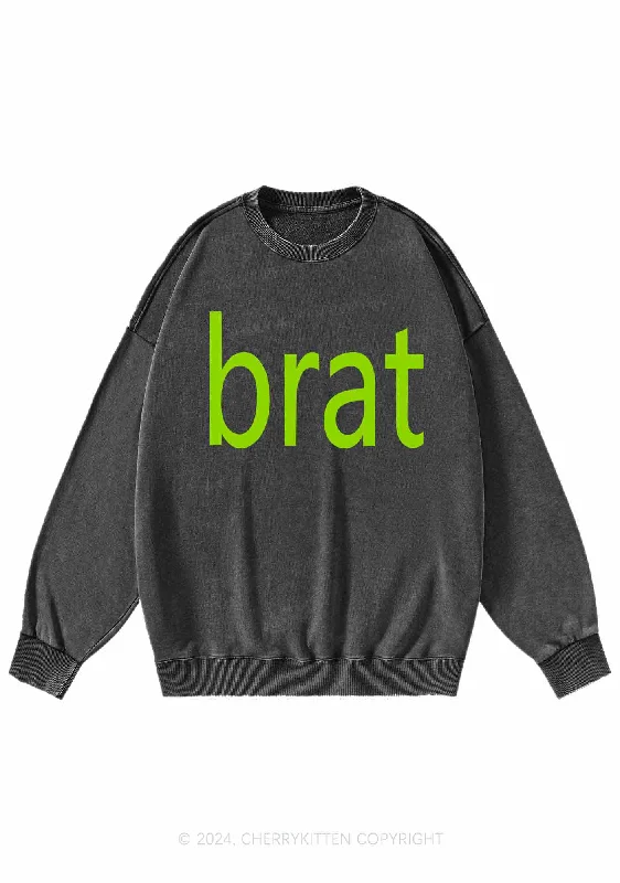 Green Brat Y2K Washed Sweatshirts Cherrykitten