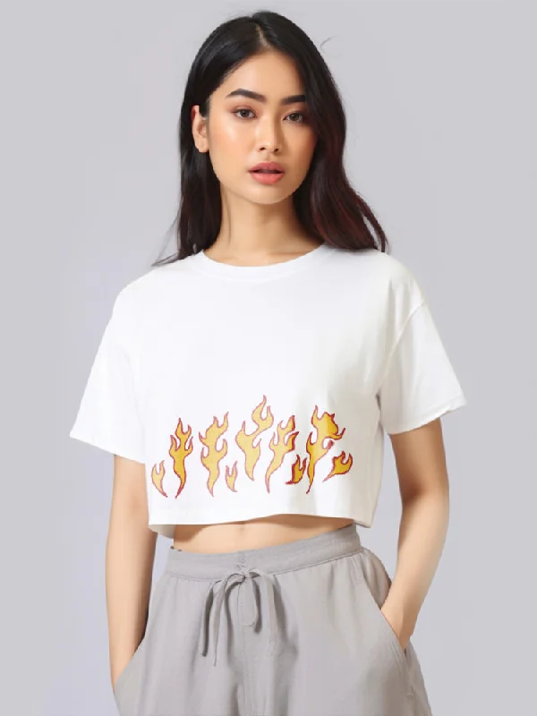 TDLA LTE49 crop top OLC kaos oversize wanita yellow fire putih