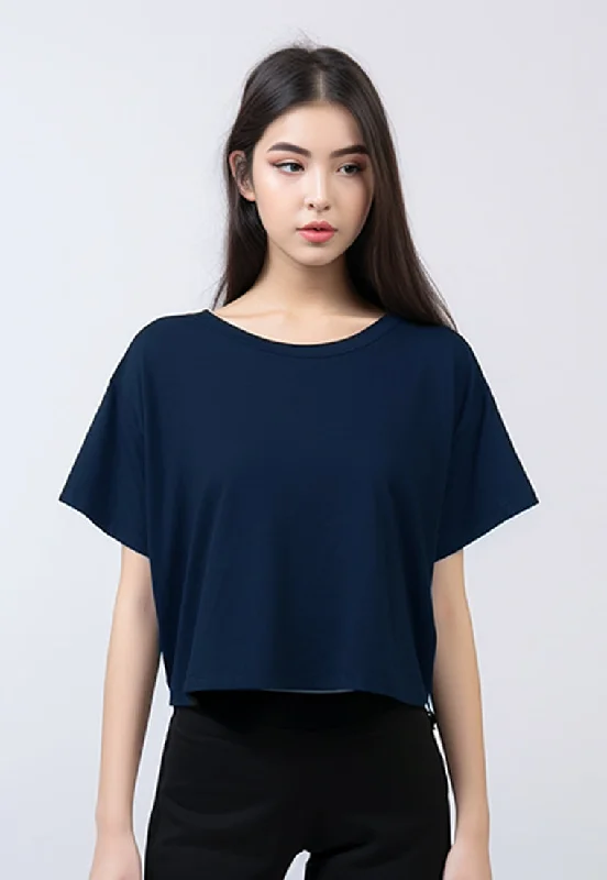 LTF90 Kaos Crop Top Oversize OLC Navy Polos