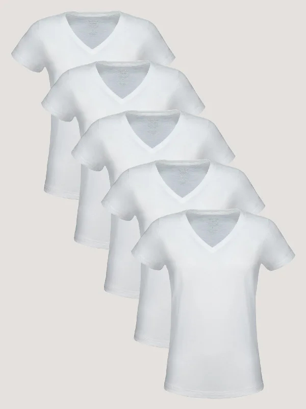 Women's V-Neck All White 5-Pack