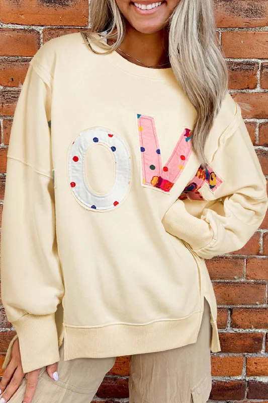 LOVE Patch Round Neck Sweatshirt