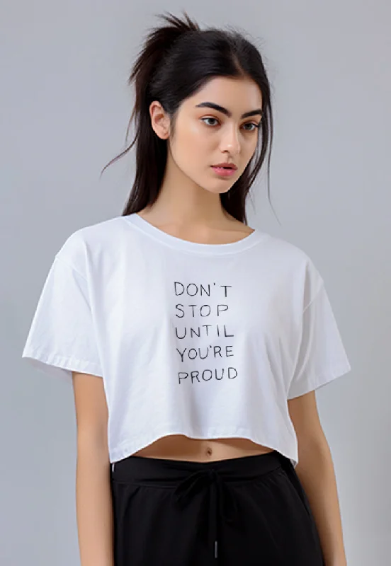 LTG25 Kaos Crop Oversize Navy Wanita OLC Instacool "dont stop " putih