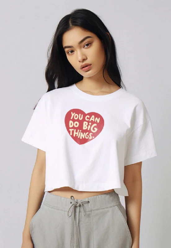 LTF50 crop top tee oversize loose OLC "you can do big things" putih