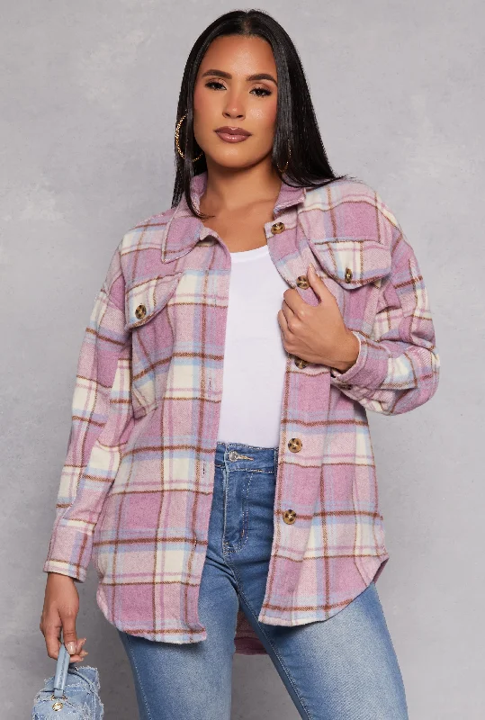 Spoon Jeans Plaid Tunic Shirt