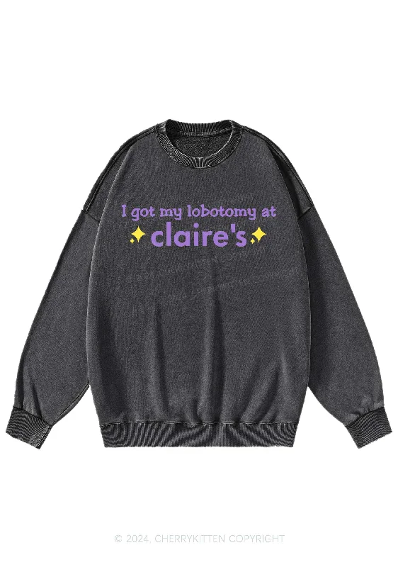 I Got My Lobotomy At Claire's Y2K Washed Sweatshirts Cherrykitten