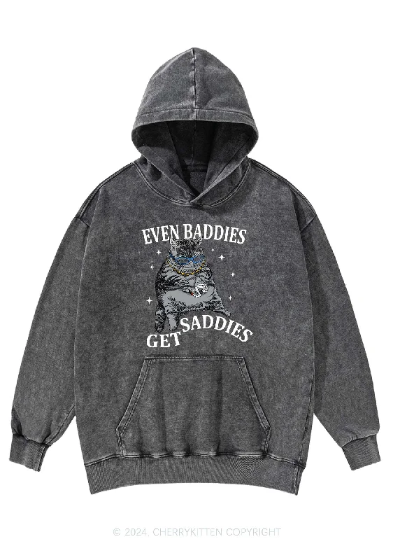 Even Baddies Get Saddies Y2K Washed Hoodie Cherrykitten