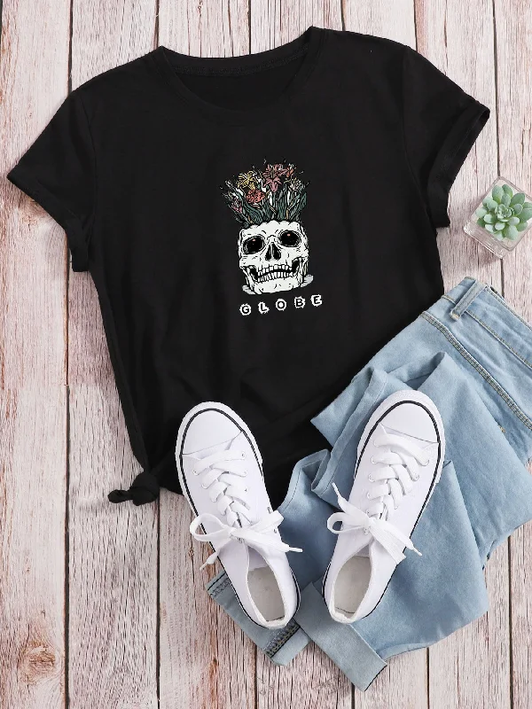 Casual Halloween Short Sleeve Round Neck Regular Women T-Shirt