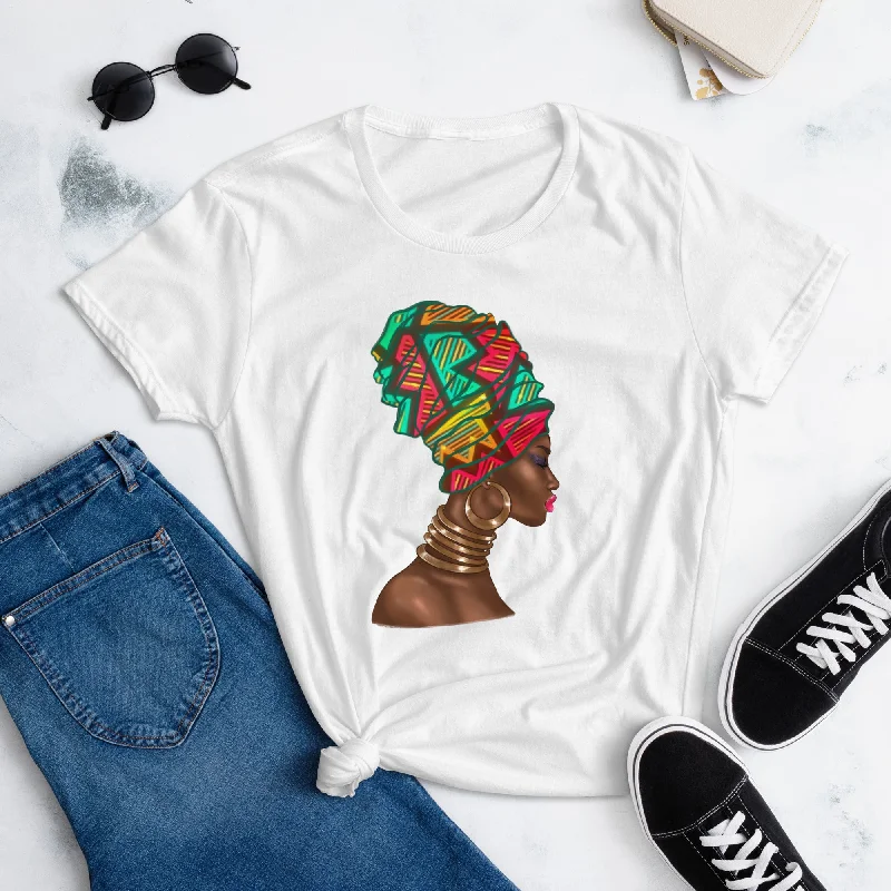 'Coloured Head Wrap' Women's Fitted T-shirt