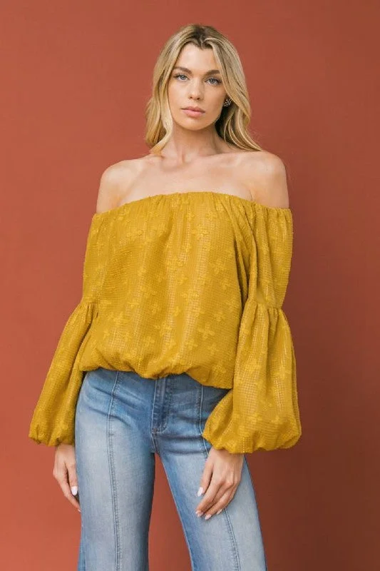 Textured Off Shoulder Woven Top