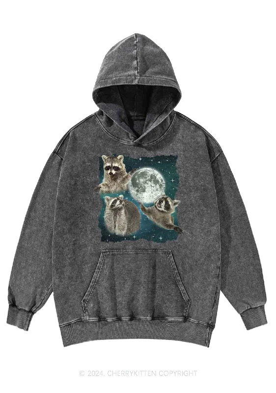 Raccoon Moon Y2K Washed Hoodie Cherrykitten