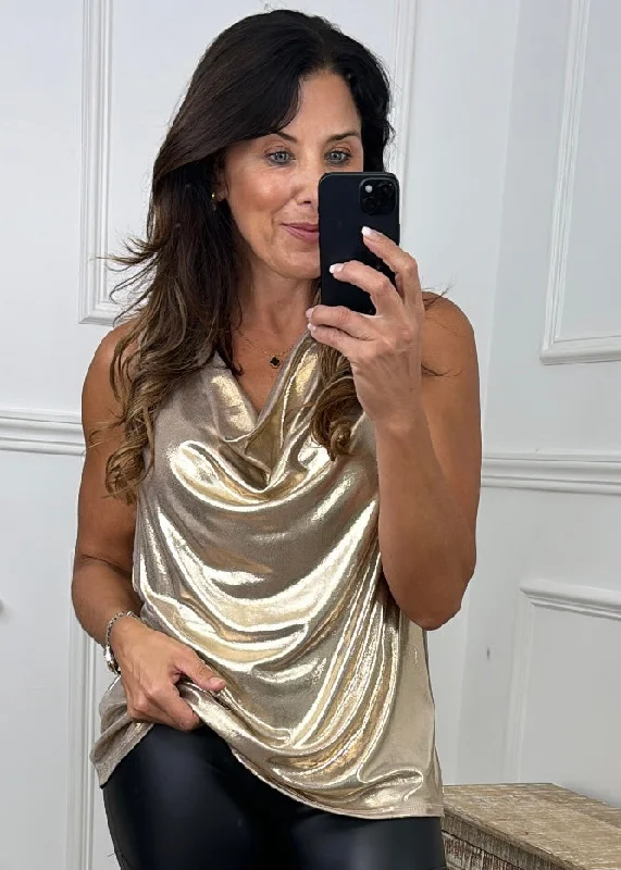 Low Cost Dympna Gold Shimmering Cami