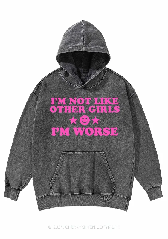 I'm Worse Y2K Washed Hoodie Cherrykitten