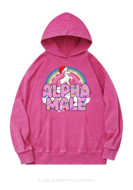 Christmas Alpha Male Y2K Washed Hoodie Cherrykitten