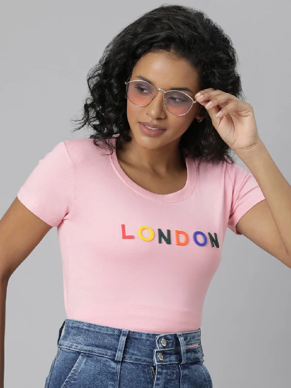 Exclusive Savings Women Pink Typography T Shirt