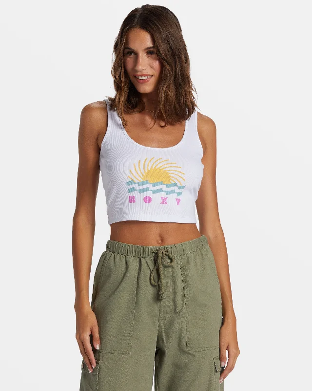 Simple Surf Dive In Cropped Tank Top - Egret