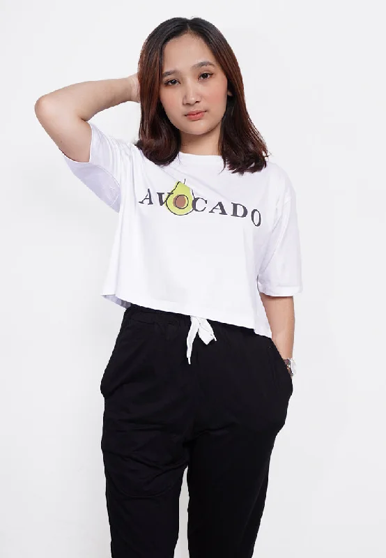 LTE56 OLC crop top avocado wanita putih