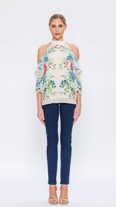 Floral Cold Shoulder Blouse