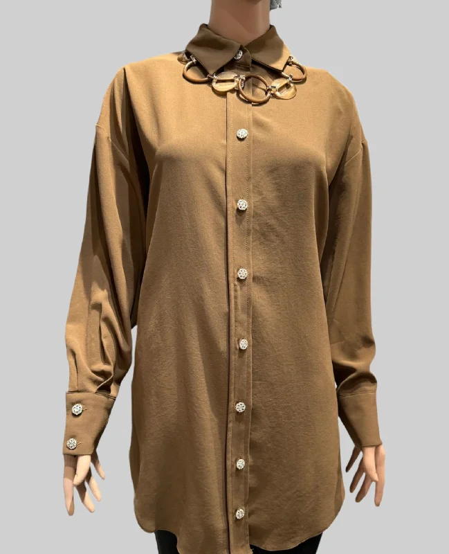 Crystal Button Tunic (Brown)