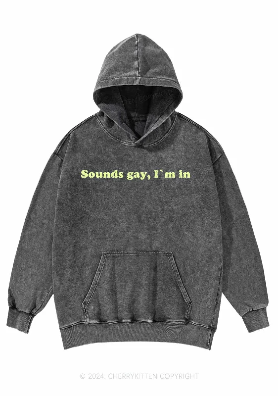 Sounds Gay Y2K Washed Hoodie Cherrykitten