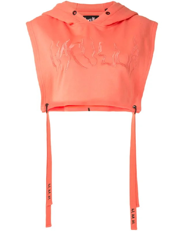 SIGNATURE CROP HOODIE NEON CORAL