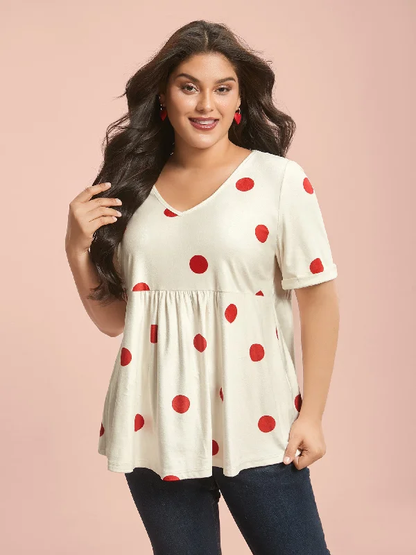 Mink Velvet Polka Dots Contrast T-Shirt