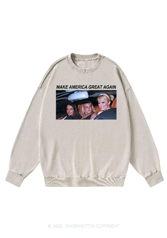 Make America Great Again Y2K Washed Sweatshirts Cherrykitten