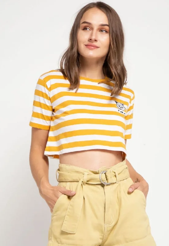 Td Friends LTD51 thirdday CL Crop Loose stripe mustard white tido dakir kaos casual wanita