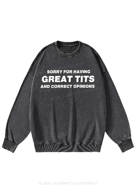 Sorry For Having Correct Opinions Y2K Washed Sweatshirts Cherrykitten