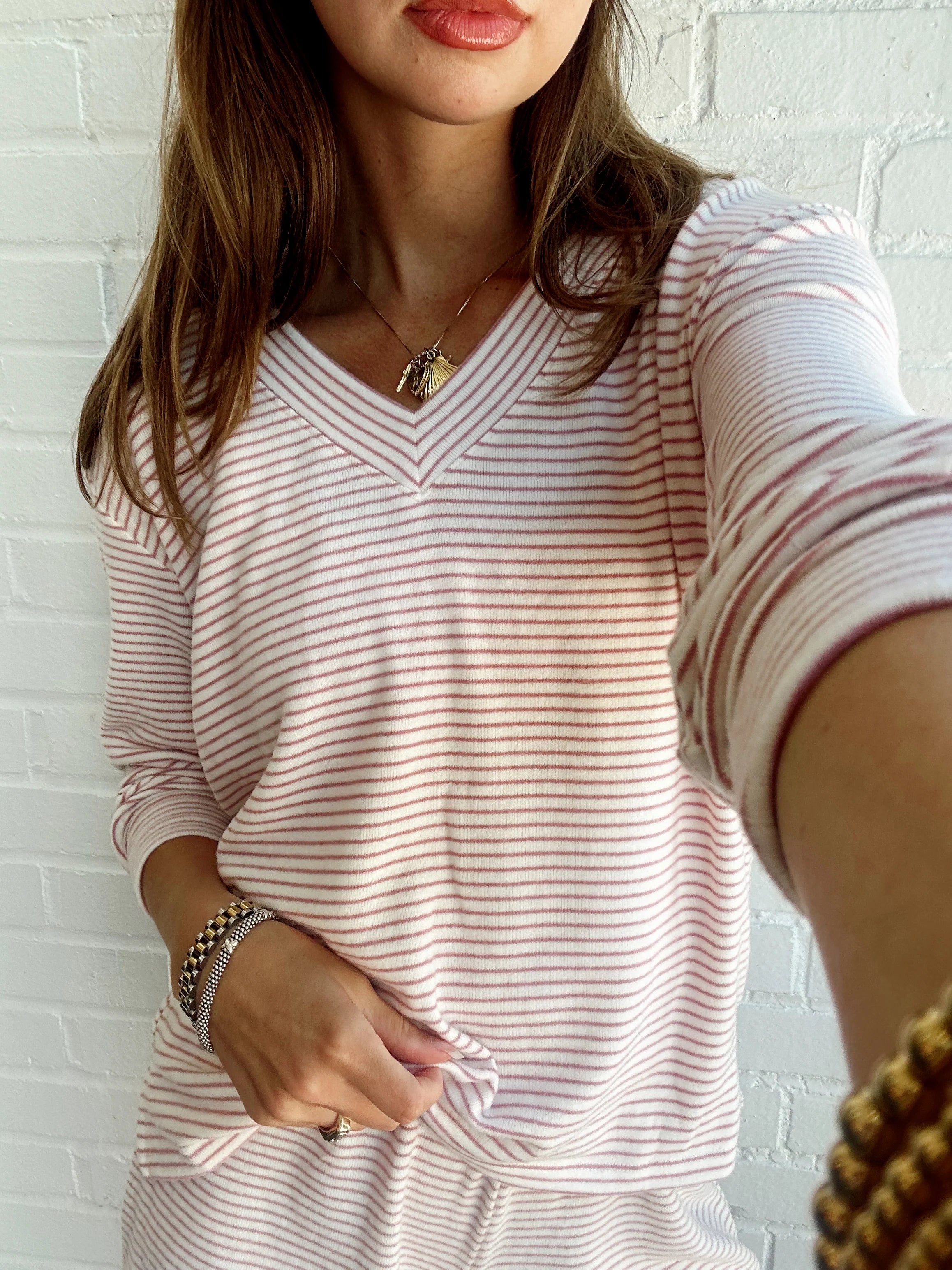 STAY COZY STRIPE LS TOP