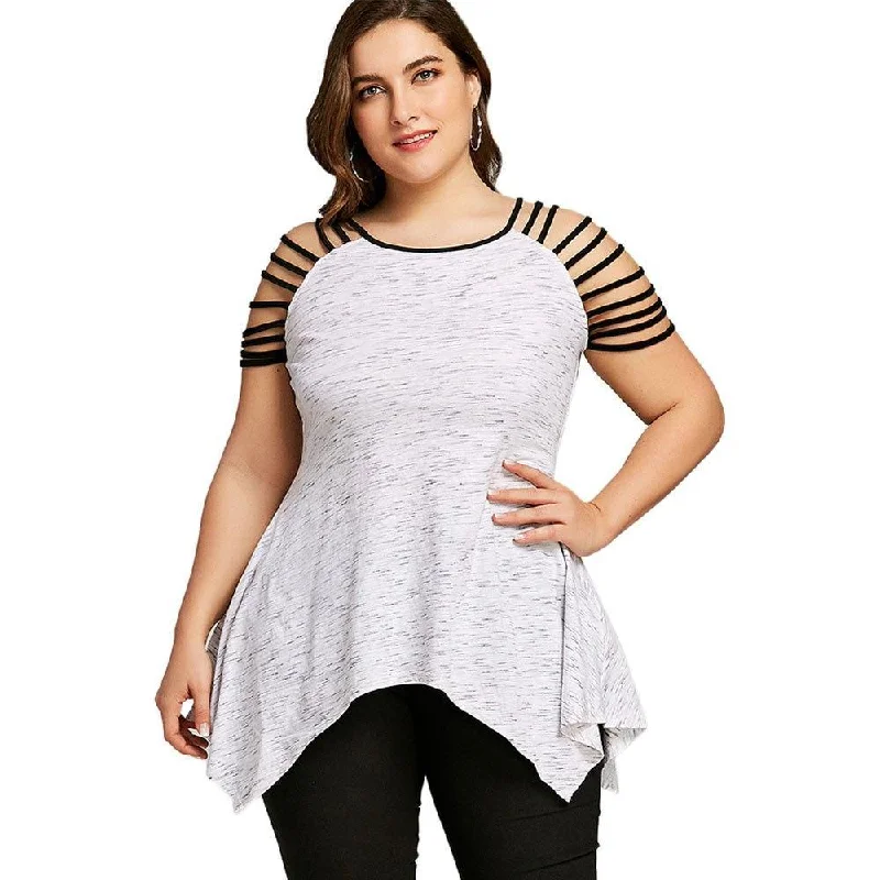 ANALUKE Marled Strappy Short Sleeve T-Shirt