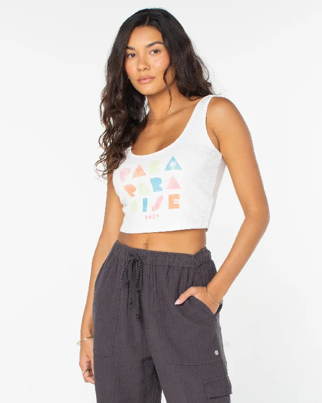 Para Paradise Cropped Tank Top - Bright White