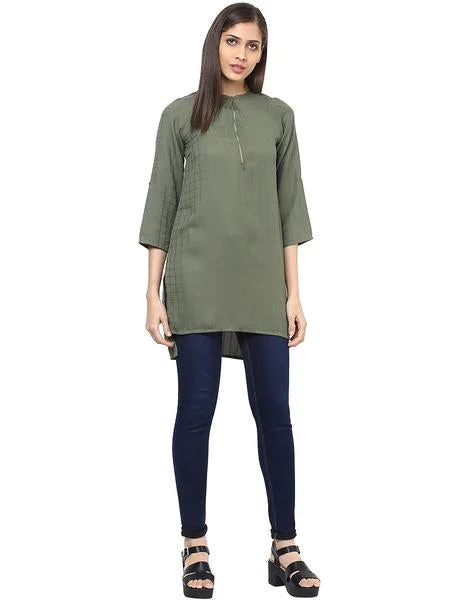 Front Zip Solid Tunic