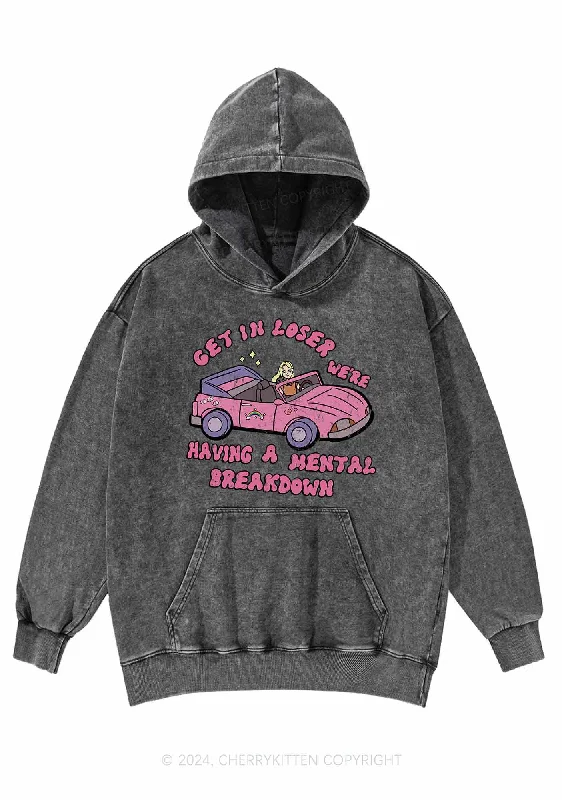 Get In The Car Y2K Washed Hoodie Cherrykitten