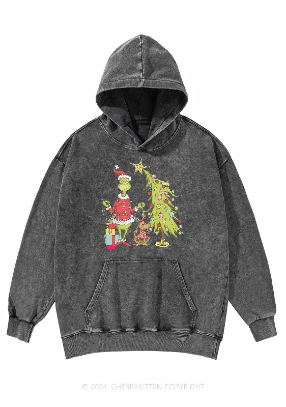 Christmas Tree Gift Y2K Washed Hoodie Cherrykitten