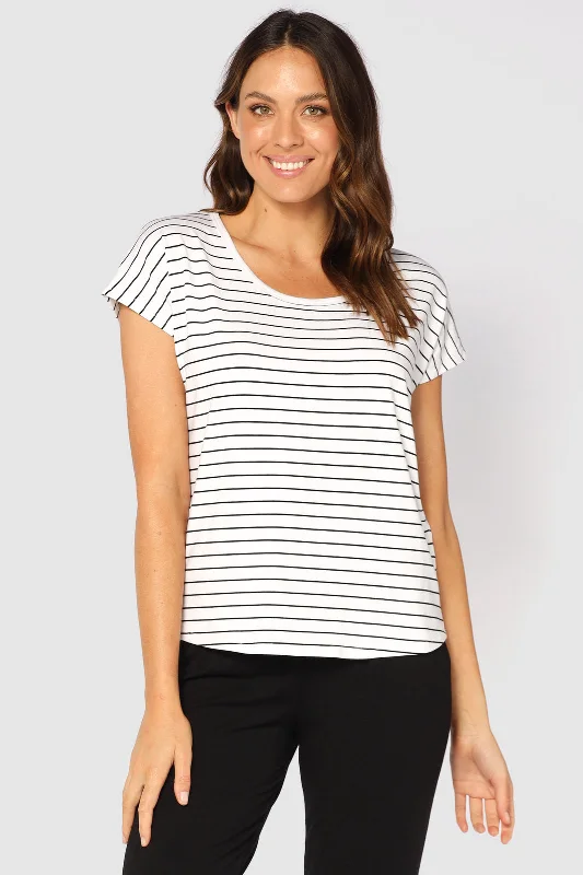 Eadie Top - White & Black Stripe