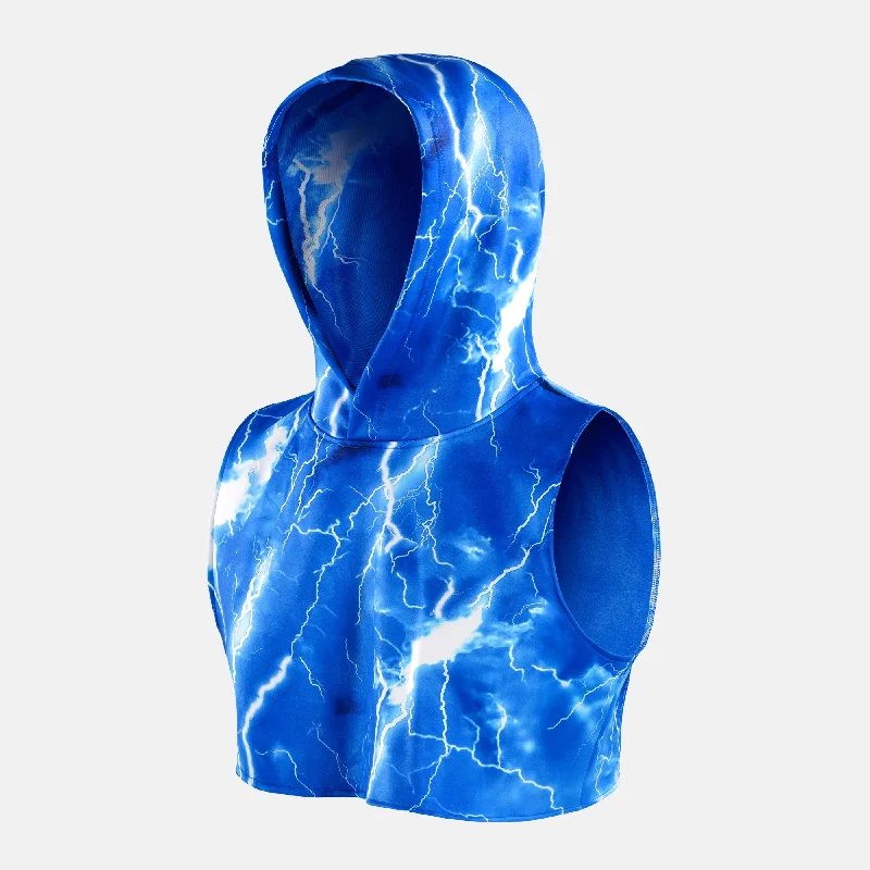 Blue Lightning Football Crop Top Hoodie