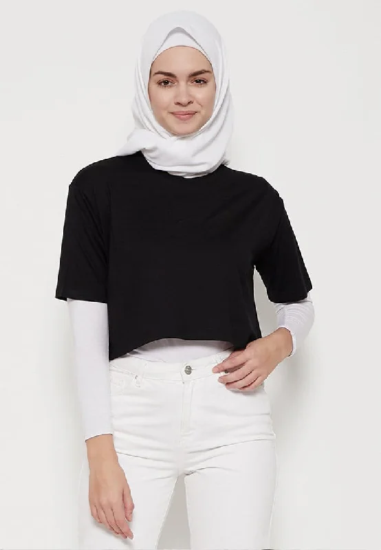 TDLA LTE30 OLC crop top polos wanita hitam