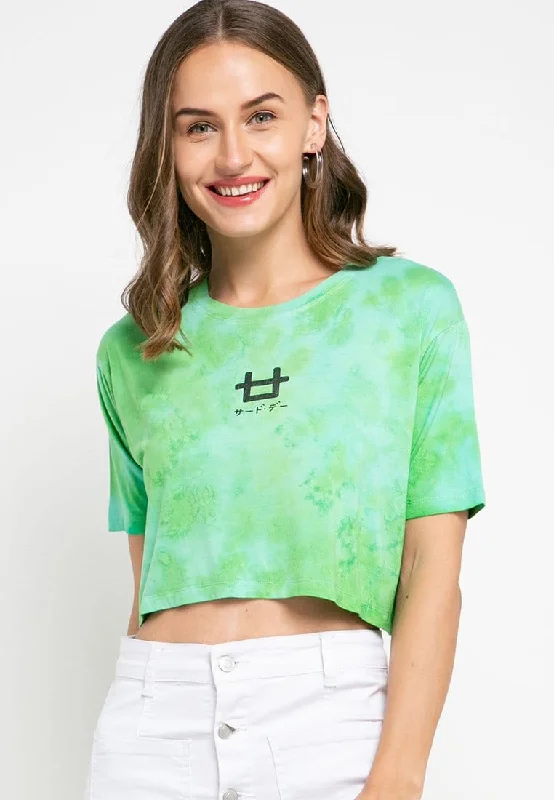 Third Day LTD38 OLC crop top tie dye green light blue