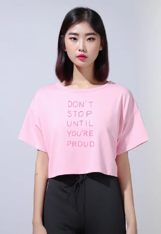 LTG24 Kaos Crop Oversize Navy Wanita OLC Instacool "dont stop " light pink