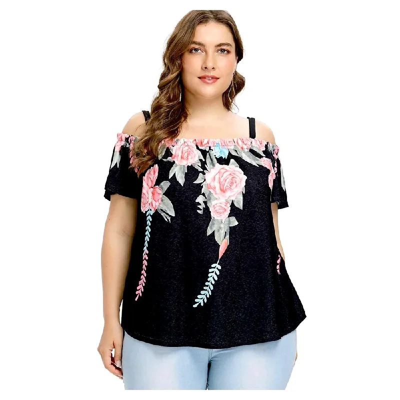 ANALUKE Floral Print Short Sleeve T-shirt