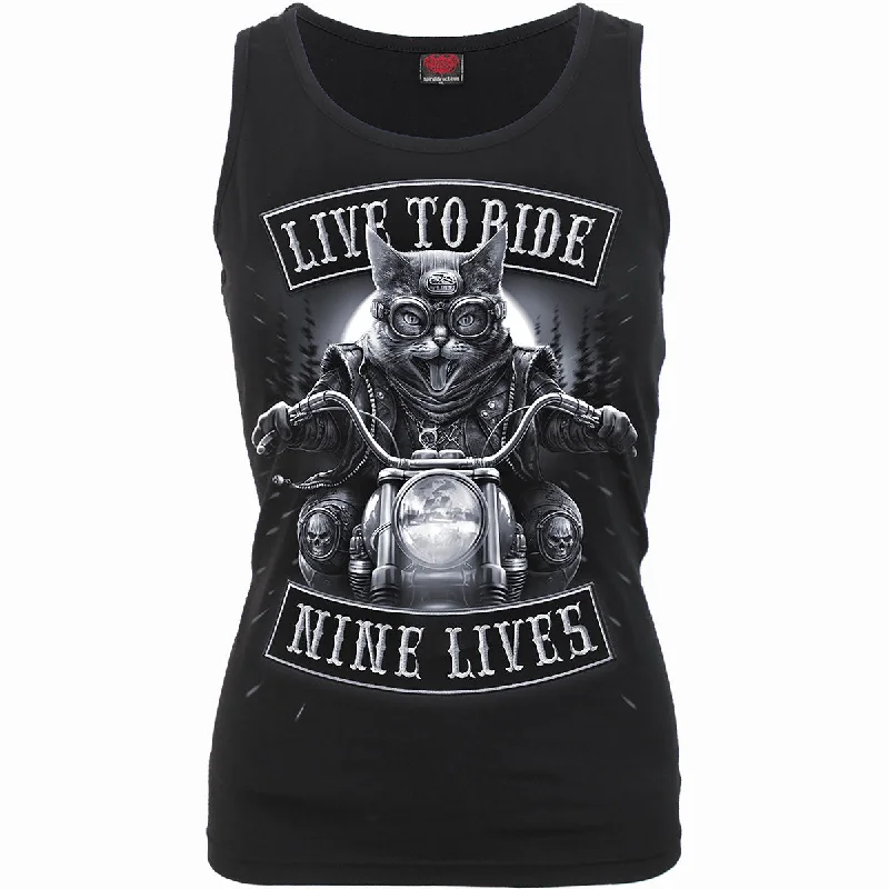 NINE LIVES - Razor Back Top Black