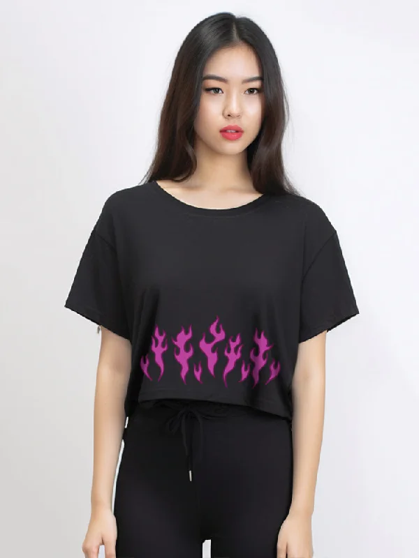 TDLA LTE50 crop top OLC kaos oversize wanita pink fire hitam