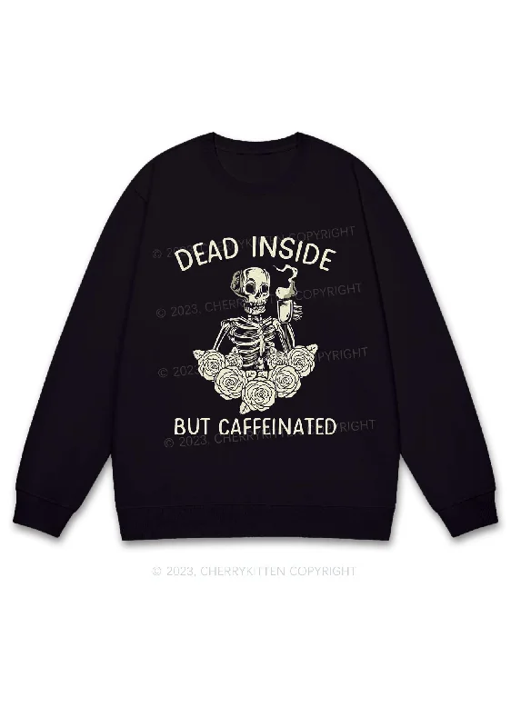 Dead Inside But Caffeinated Halloween Y2K Sweatshirt Cherrykitten