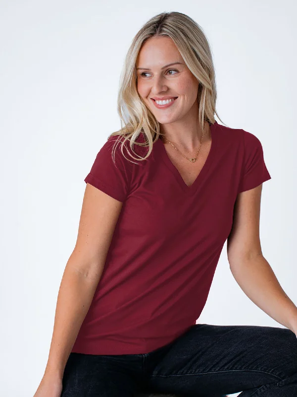 Women's Cosmic Red V-Neck